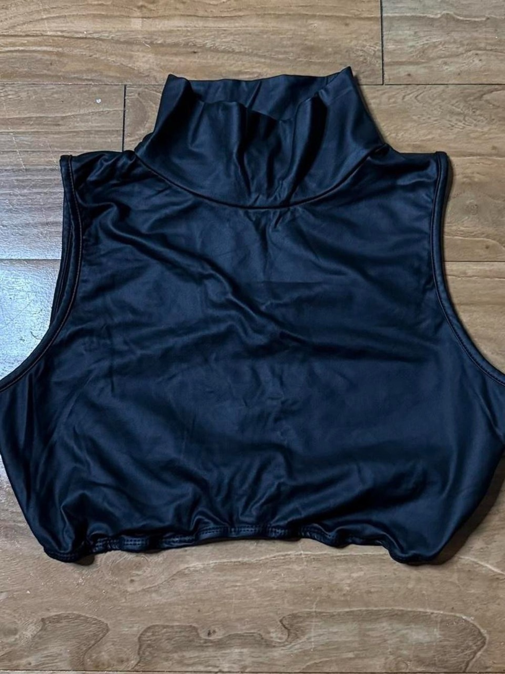 Sleeveless Black Mock Neck Crop Top